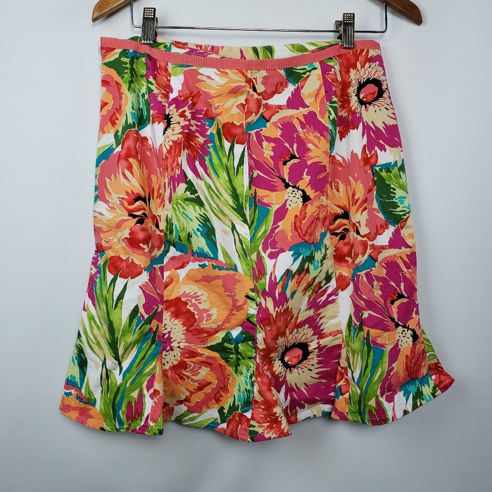 Bandolino Floral Ruffle Hem Skirt